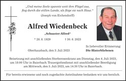 Traueranzeige Alfred Wiedenbeck