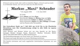 Traueranzeige Markus Schrader
