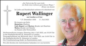 Traueranzeige Rupert Wallinger