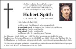 Traueranzeige Hubert Späth