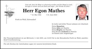 Traueranzeige Egon Mathes