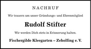 Traueranzeige Rudolf Stifter