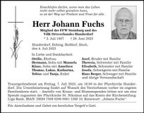 Traueranzeige Johann Fuchs