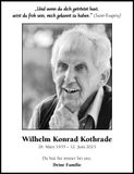 Traueranzeige Wilhelm Konrad Kothrade