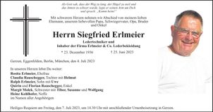 Traueranzeige Siegfried Erlmeier