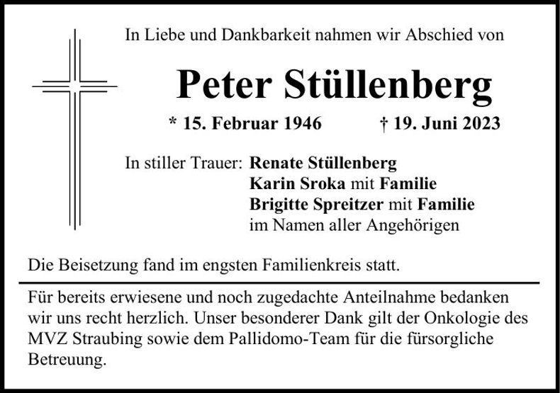 Traueranzeige Peter Stüllenberg