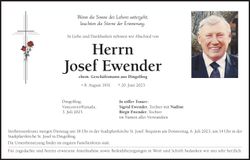 Traueranzeige Josef Ewender