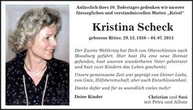 Traueranzeige Kristina Scheck