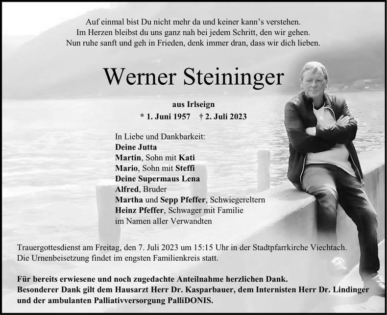 Traueranzeige Werner Steininger