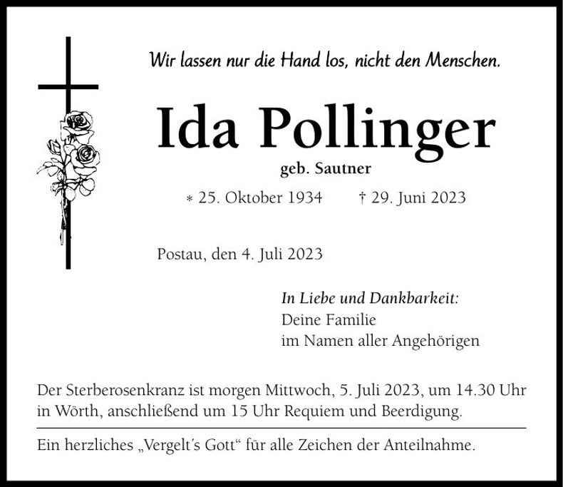 Traueranzeige Ida Pollinger