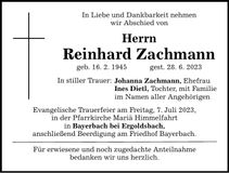 Traueranzeige Reinhard Zachmann