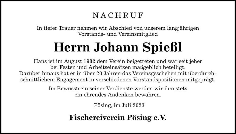 Traueranzeige Josef Wagner
