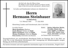 Traueranzeige Hermann Steinbauer
