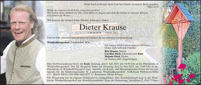 Traueranzeige Dieter Krause