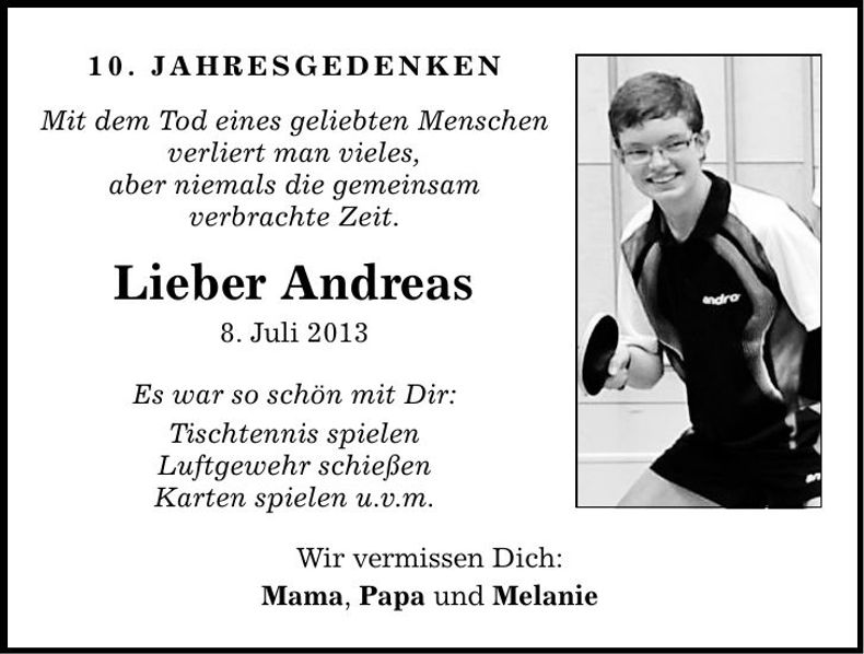 Traueranzeige Andreas Strasser