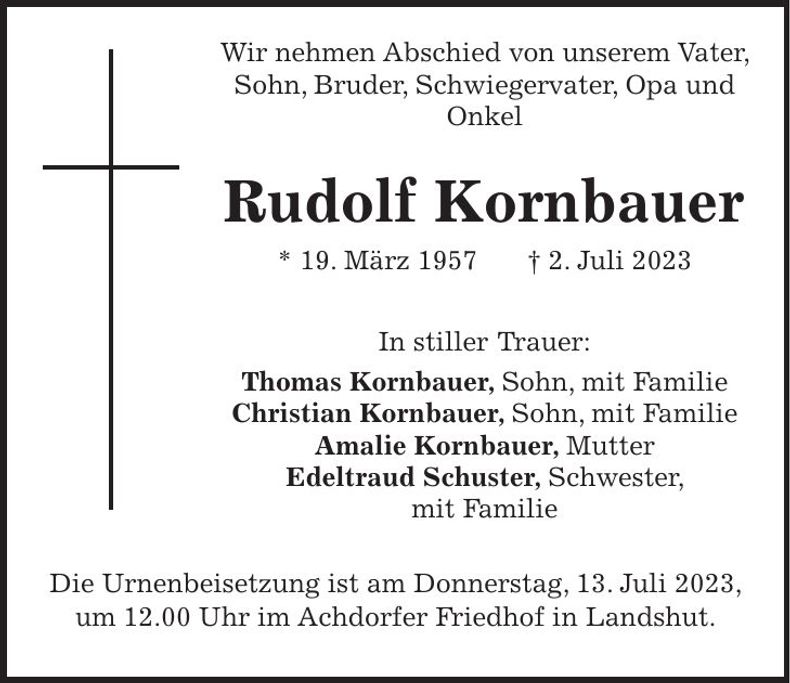 Traueranzeige Rudolf Kornbauer
