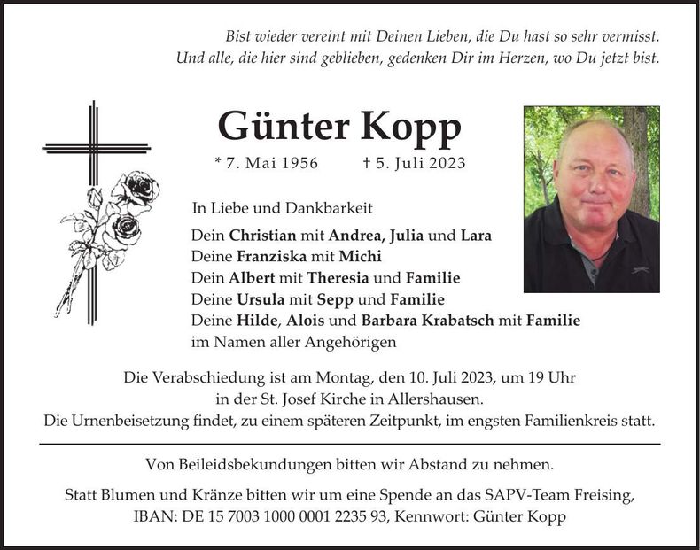 Traueranzeige Günter Kopp