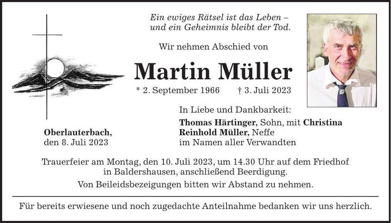 Traueranzeige Martin Müller