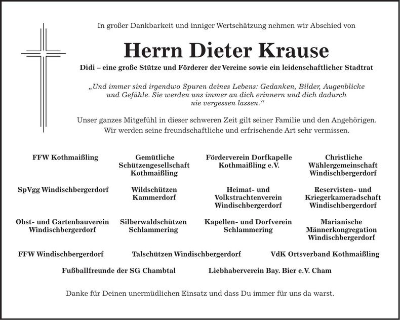 Traueranzeige Dieter Krause