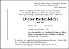 Traueranzeige Dieter Partenfelder