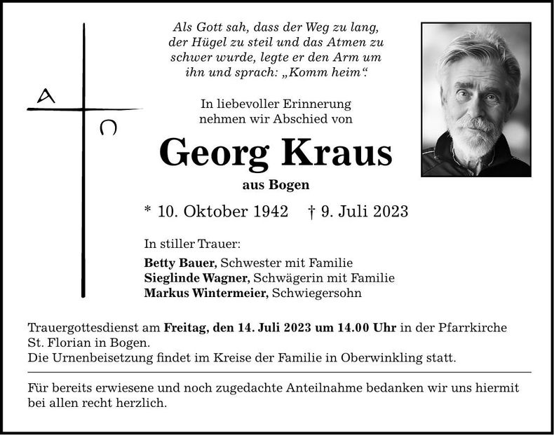 Traueranzeige Georg Kraus