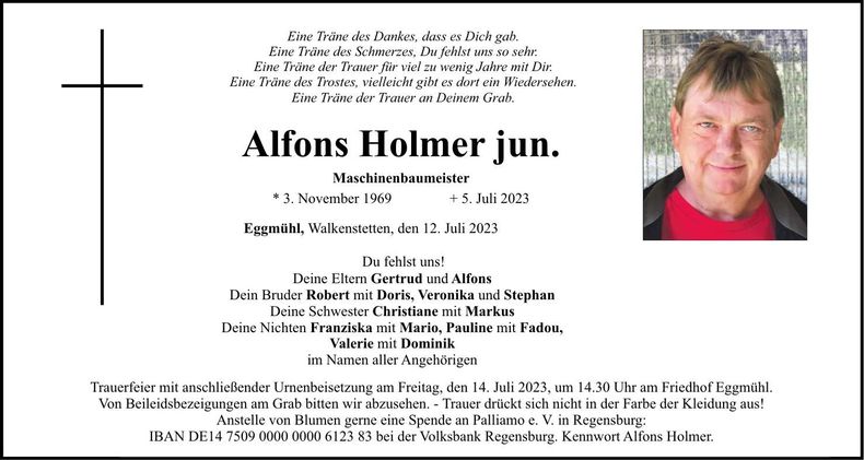Traueranzeige Alfons jun. Holmer