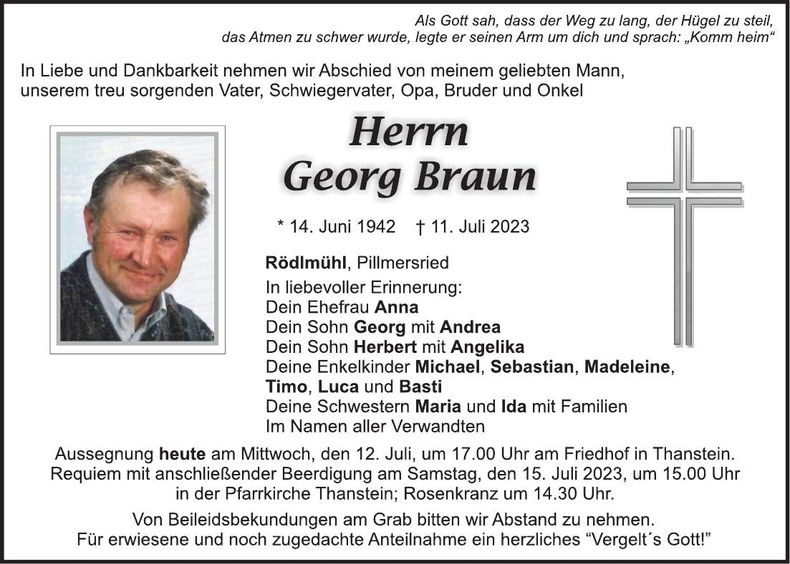Traueranzeige Georg Braun