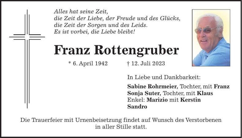 Traueranzeige Franz Rottengruber