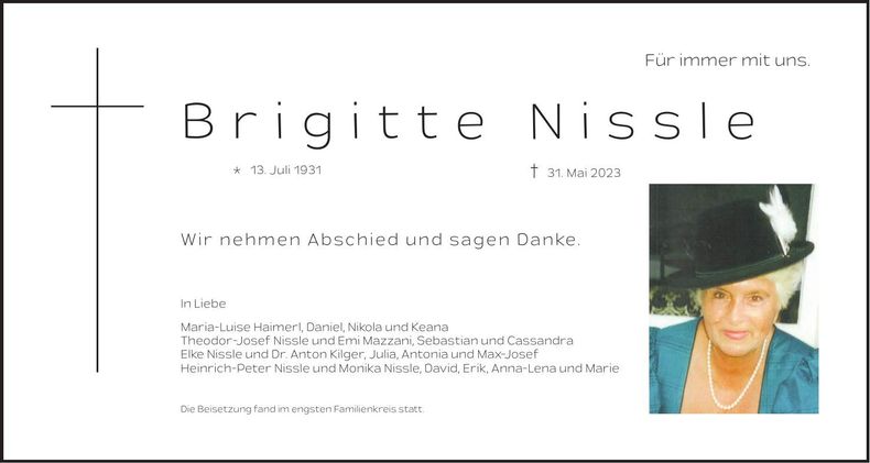 Traueranzeige Brigitte Nißle