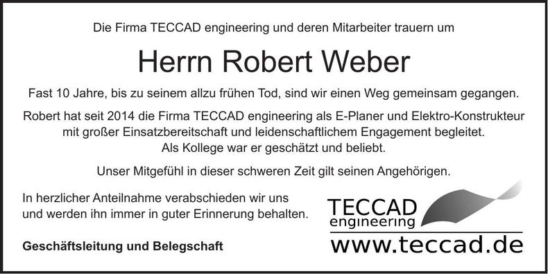 Traueranzeige Robert Weber