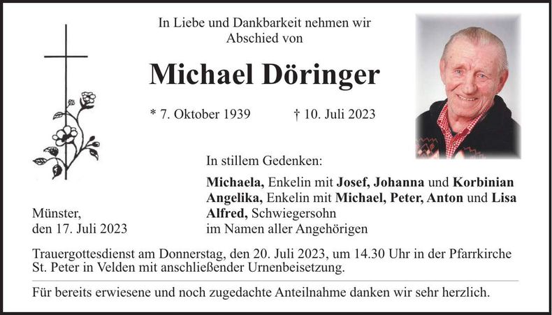 Traueranzeige Michael Döringer