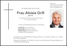 Traueranzeige Aloisia Grill