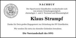 Traueranzeige Klaus Strumpf
