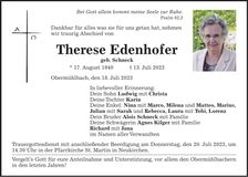 Traueranzeige Therese Edenhofer