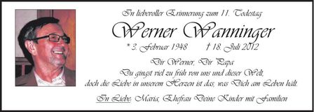 Traueranzeige Werner Wanninger