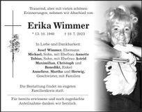 Traueranzeige Erika Wimmer