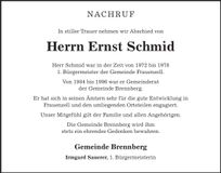 Traueranzeige Ernst Schmid