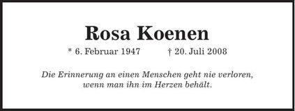 Traueranzeige Rosa Koenen