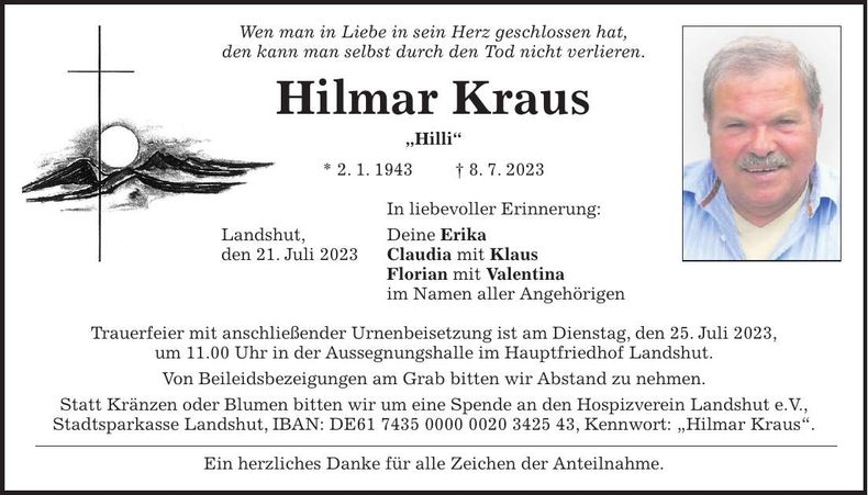 Traueranzeige Hilmar Kraus