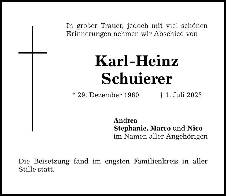 Traueranzeige Karl-Heinz Schuierer