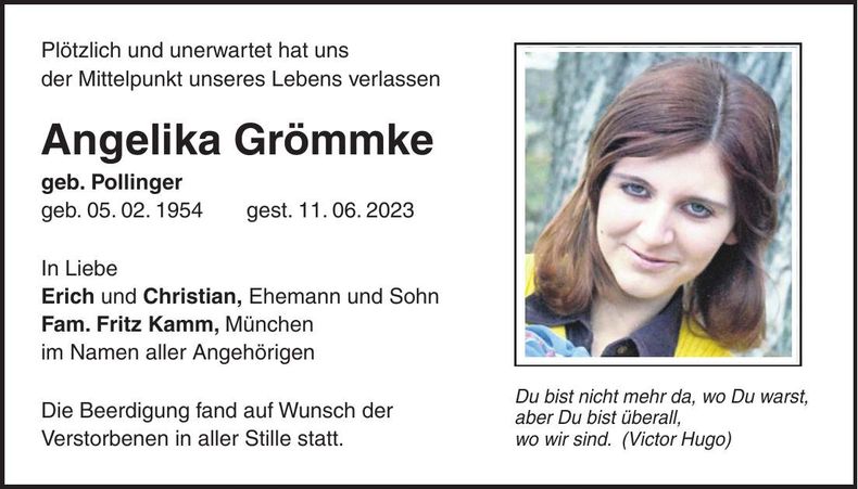 Traueranzeige Angelika Grömmke