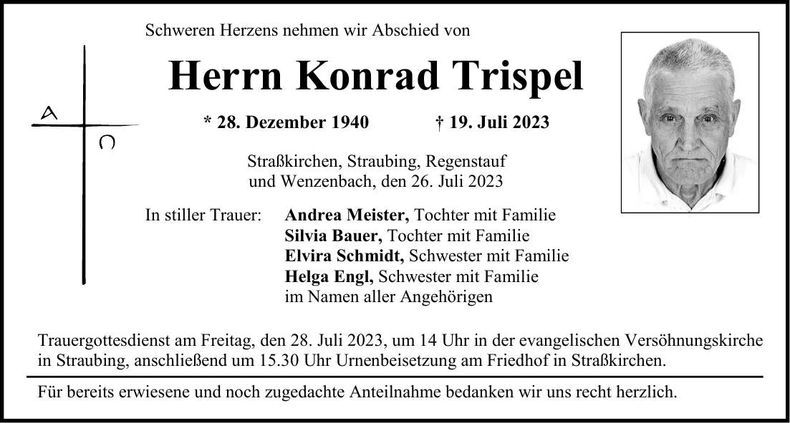 Traueranzeige Konrad Trispel