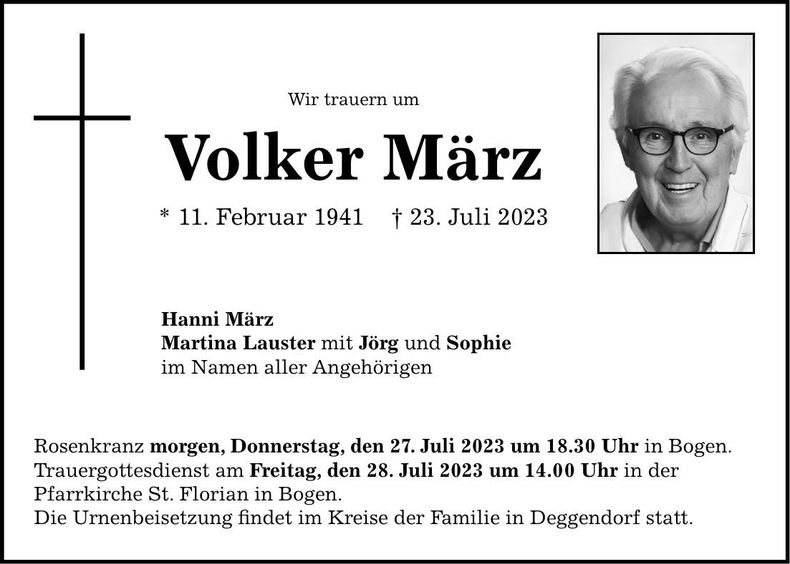 Traueranzeige Volker März