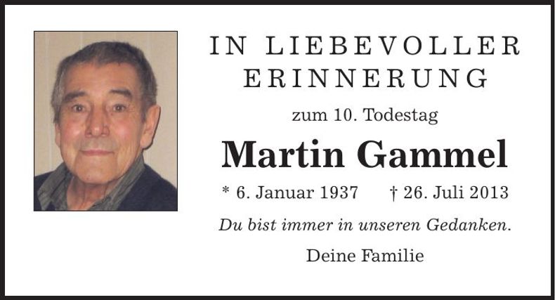 Traueranzeige Martin Gammel