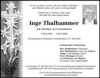 Traueranzeige Inge Thalhammer