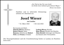 Traueranzeige Josef Wieser