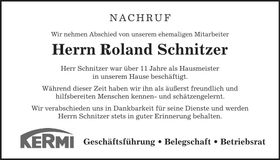 Traueranzeige Roland Schnitzer