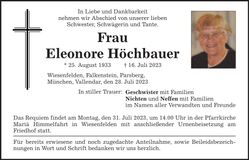 Traueranzeige Eleonore Höchbauer