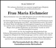 Traueranzeige Maria Eichmeier