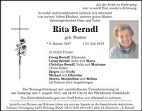 Traueranzeige Rita Berndl